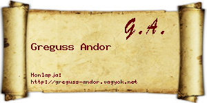 Greguss Andor névjegykártya